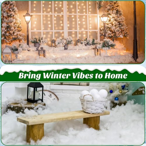 Fovths Christmas Fake Snow Decor - 70 Ounce Fluffy Artificial Clouds for Indoor Displays