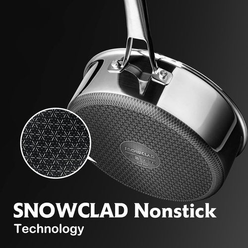 **SNOWCLAD Nonstick Frying Pan with Lid - 5 Quart Hybrid Saute Pan | PFOA Free, 12-Inch Deep, Dishwasher & Oven Safe**