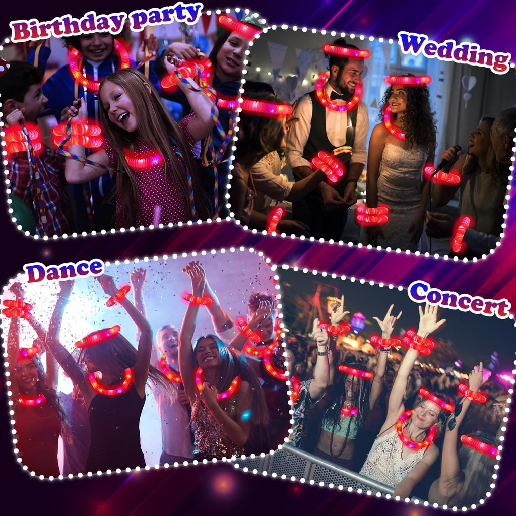 Red Graduation Glow Sticks by Glow Party | 24 PCS Light Up Bracelets & Necklaces for Kids