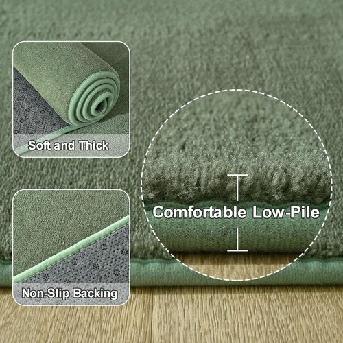 Amearea Modern Area Rug - Thickened Memory Foam, Fluffy & Washable - 4x6 Feet Sage Green for Kids & Living Room