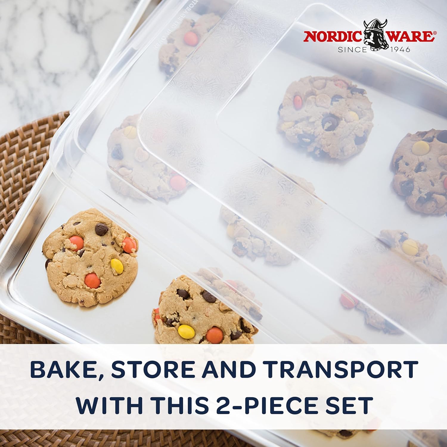 Nordic Ware Baker's Half Sheet - Natural Aluminum with Lid | 18.44" x 13.13" x 2.25" Size