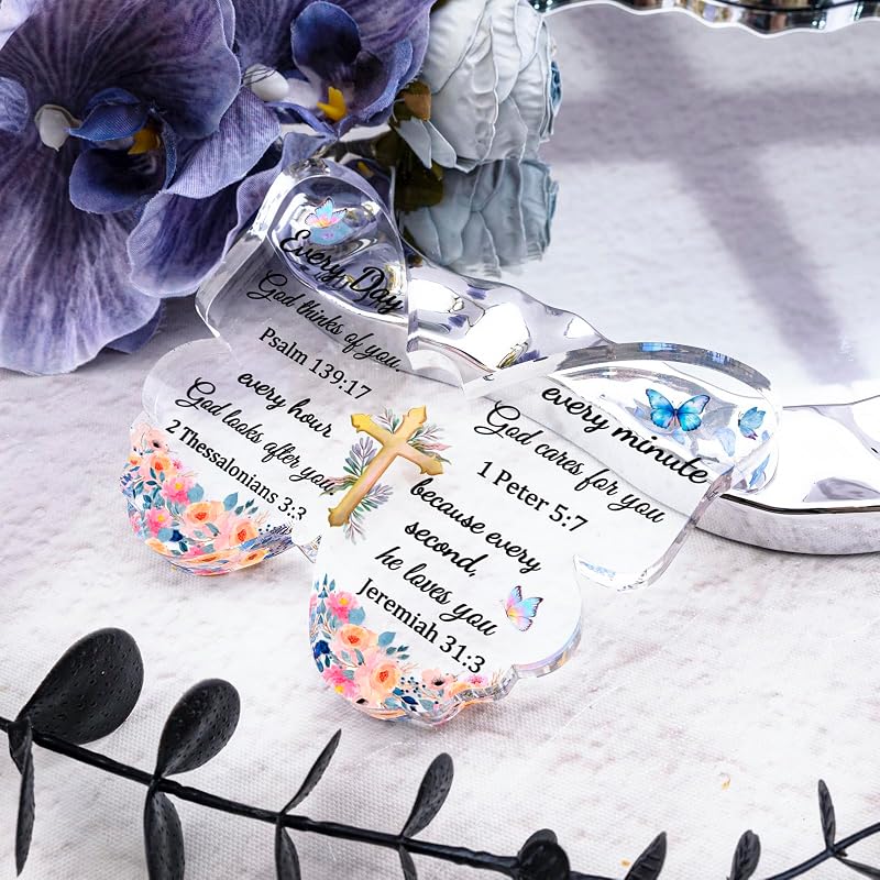 Bible Verse Butterfly Desk Decor - Inspirational Christian Gift for Women