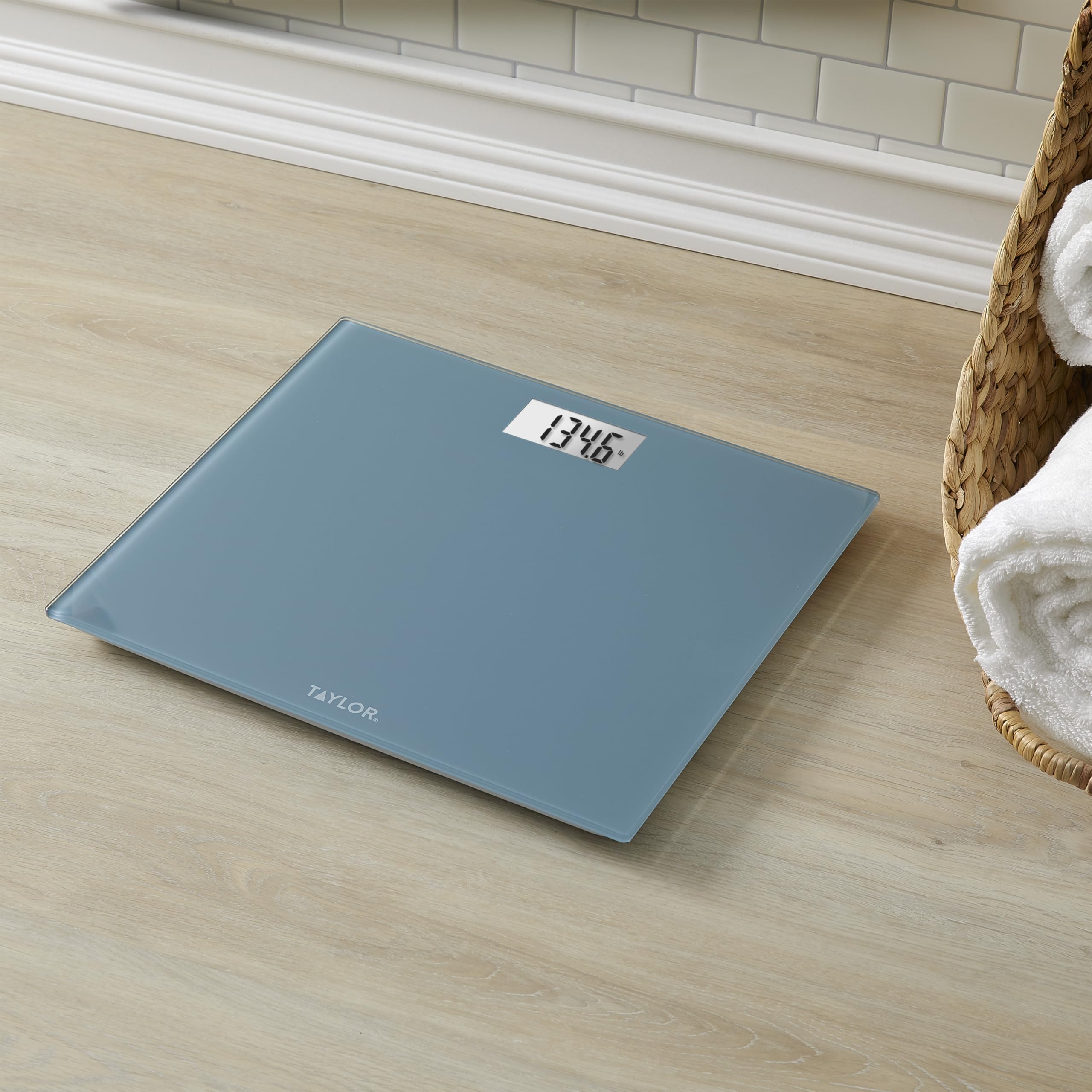 Taylor Digital Extra-Wide Extra High 500lb Capacity Bathroom Scale for Body Weight, Ultra Wide Platform, Digital Weighing Machine for People, Easy-to-Read, Slate Blue
