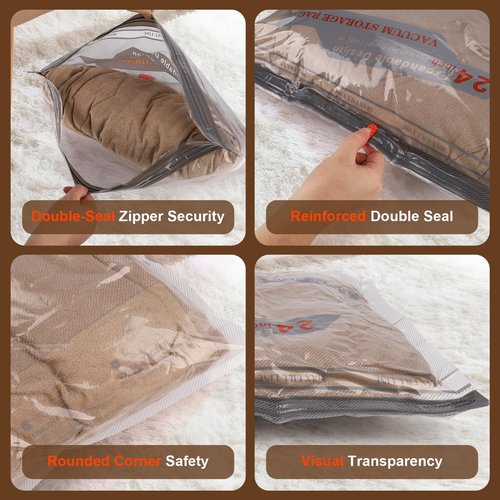 Travel Vacuum Bags with Pump - 15 Pack Space Saver Bag for Travel & Home, Clothes, Bedding, Blankets, Seasonal Storage