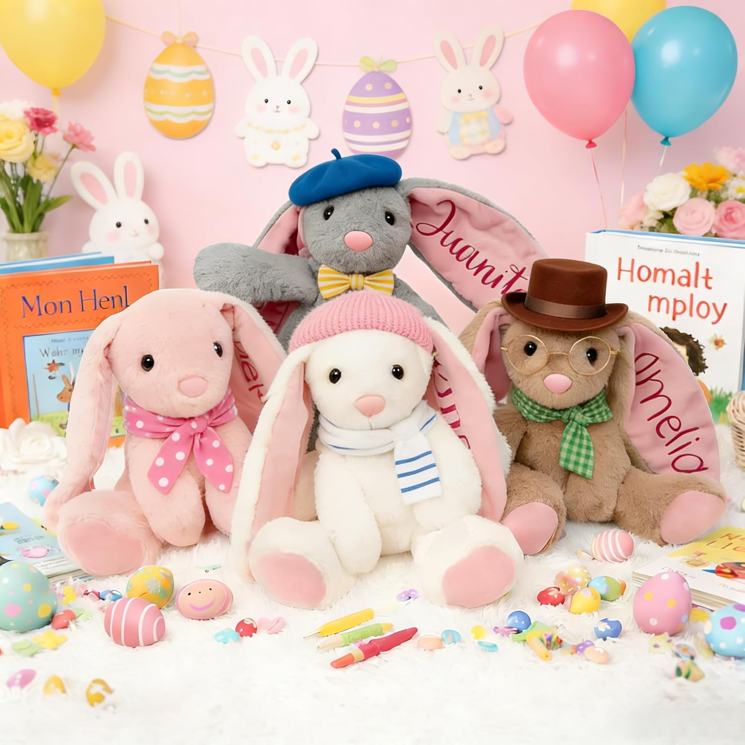 Skiennix Personalized Bunny Plush - Custom Embroidered Stuffed Animal for Babies | Perfect Gift for Toddlers