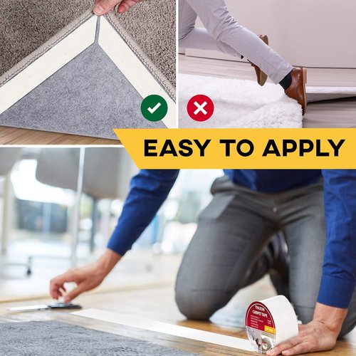 Carpet Tape Double Sided by [Brand Name] - Heavy Duty Rug Grippers for Hardwood Floors | 2 Inch x 15 Yards, Residue Free Adhesive
