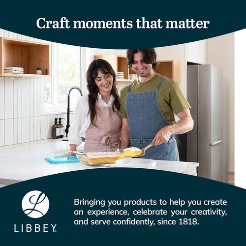 Libbey Premium 2-Piece Glass Baking Dish Set - Stackable Casserole Dishes with Lids for Lasagna, Cakes & More