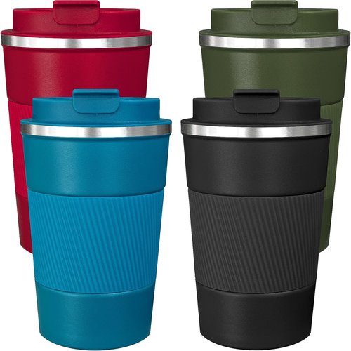 ATZNZIK 4 Pack Insulated Coffee Mug with Lid 12oz Travel Coffee Tumbler Stainless Steel Reusable Coffee Cups Thermal Coffee Mug for Hot and Iced Cold Drinks, Multicolor