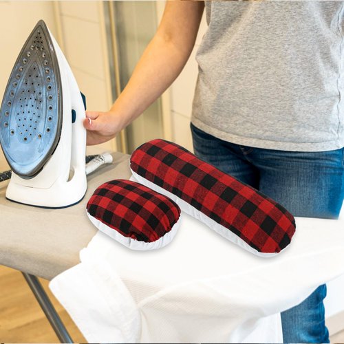 Sewing Ham Pressing Ham for Tailors, Solid Seam Roll Set, Cushion Tool for Ironing Heat Insulation Pad, Sleeve, Collar, Curved, Darts, Body Seam Ironing Accessories, Red and Black Plaid