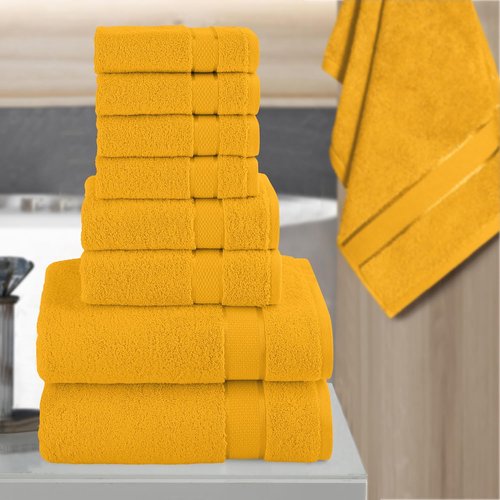 Elegant Comfort Premium Cotton Towel Set - 8-Piece Highly Absorbent Turkish Cotton | 4 Washcloths, 2 Hand Towels, 2 Bath Towels