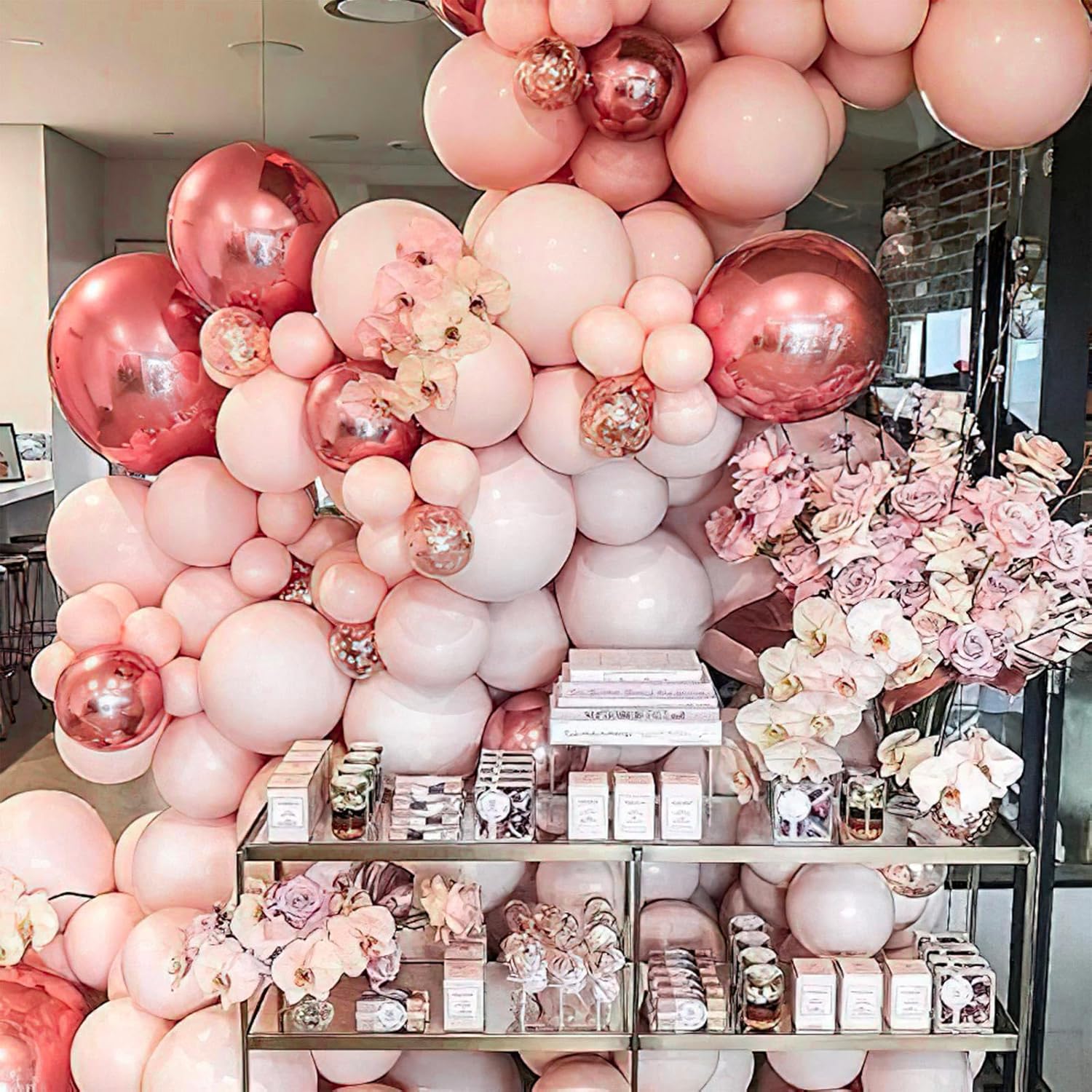 PartyWoo Baby Pink Balloons - 140-Piece Pastel Balloon Arch Kit for Weddings & Baby Showers