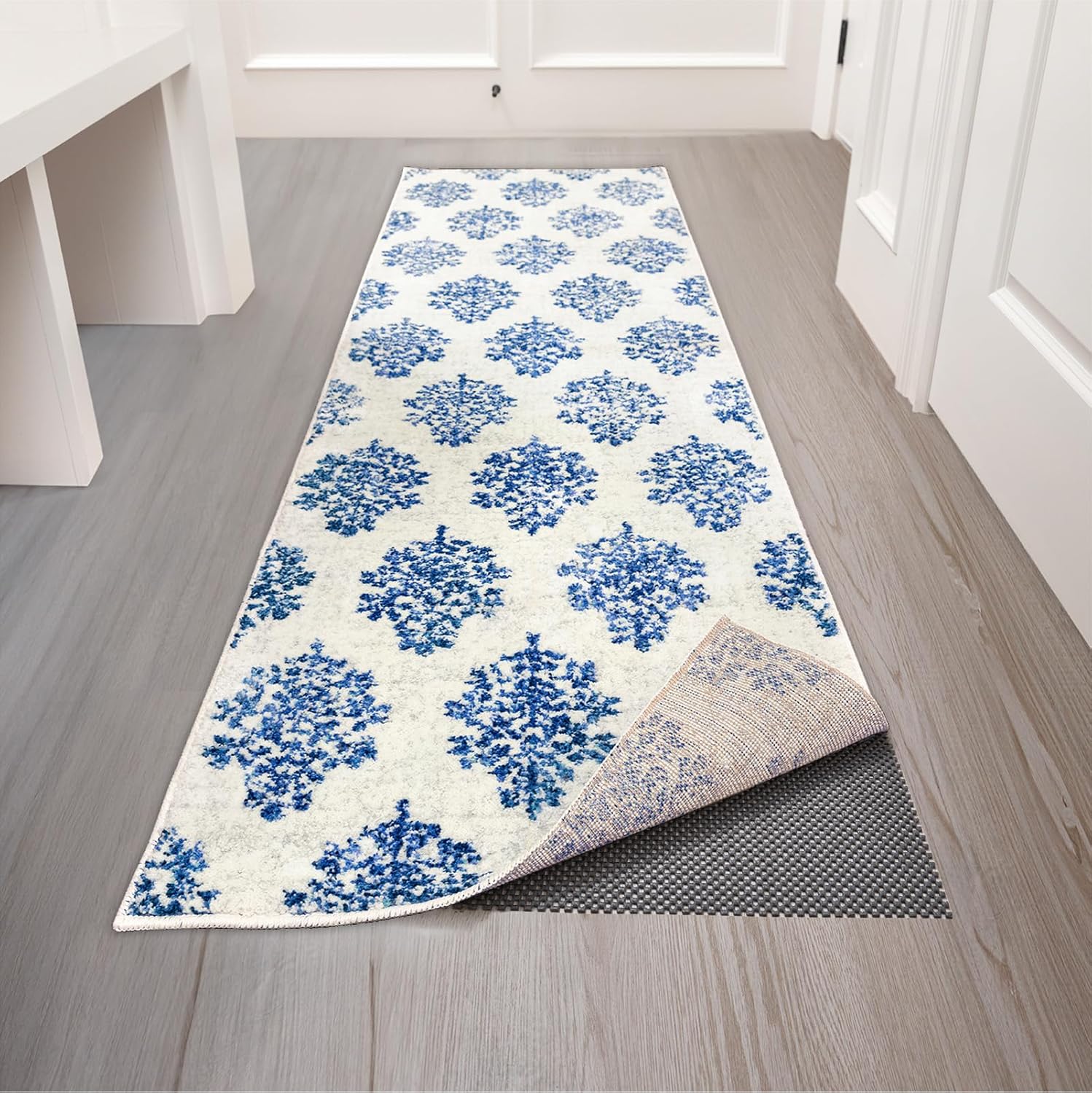 Veken Non-Slip Runner Rug Pad - Thick Dark Grey 2x10 Ft Gripper for Hardwood & Tile Floors