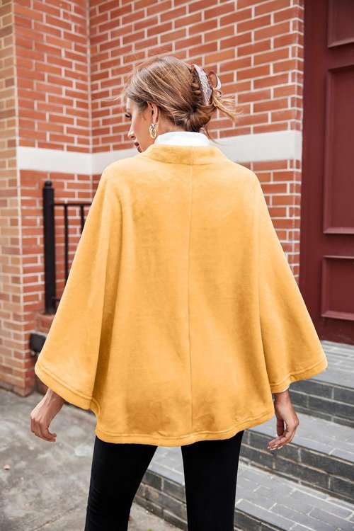 Ekouaer Flannel Faux Poncho for Women Wearable Blanket Lightweigh Blanket Warm TV Shawl Winter Coat Sweater Cape Khiki
