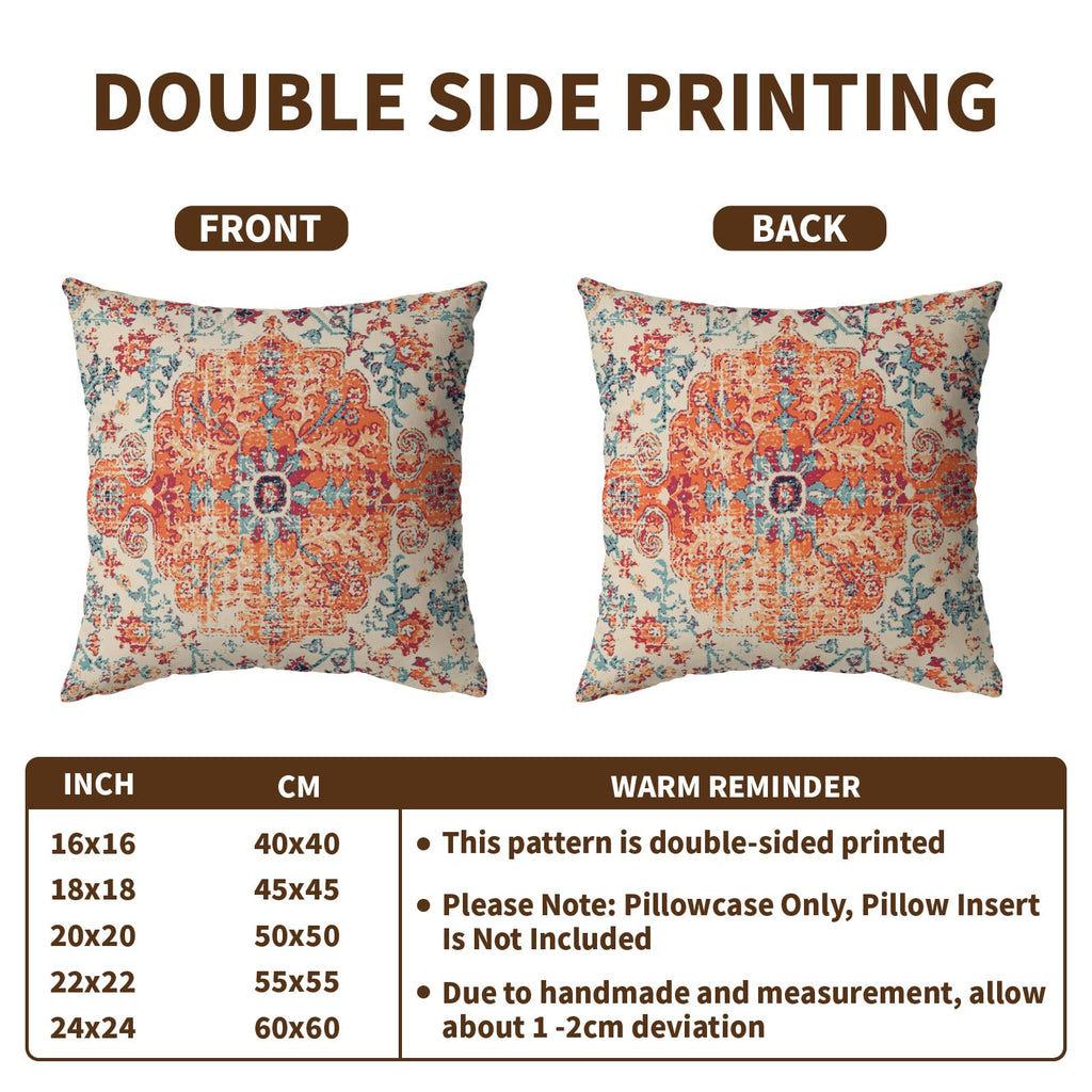 Boho Ethnic Pillow Covers 18x18 Inch Set of 2 Bohemian Rust Carpet Throw Pillows For Couch Burnt Orange Blue Teal Geometric Decorative Pillow Cases Farmhouse Home Decor For Couch Sofa Room Outdoor