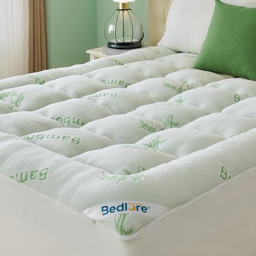 BEDLORE Full Size Mattress Topper - Thick Bamboo Viscose Pillow Top for 6"-15" Mattresses | Breathable Comfort & Back Pain Relief