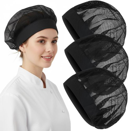 3 Pcs Chef Hats for Women, Adjustable Cooking Chefs Cap Food Service Hair Nets, Reusable Kitchen Cooking Chef Cap - Reusable Washable