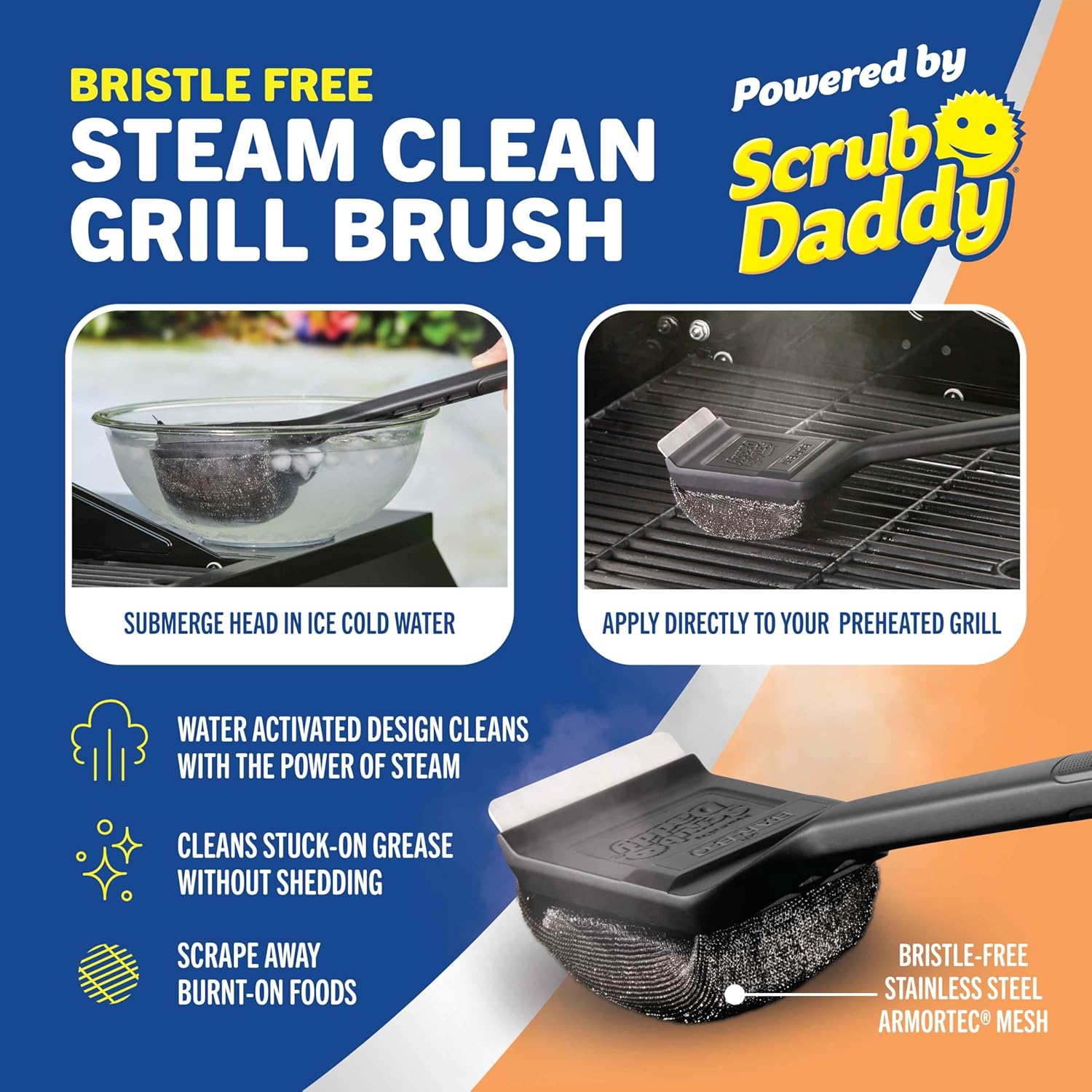 Mr. Bar-B-Q Grill Brush - Steam Clean Technology for Effortless Cleaning | Durable Design