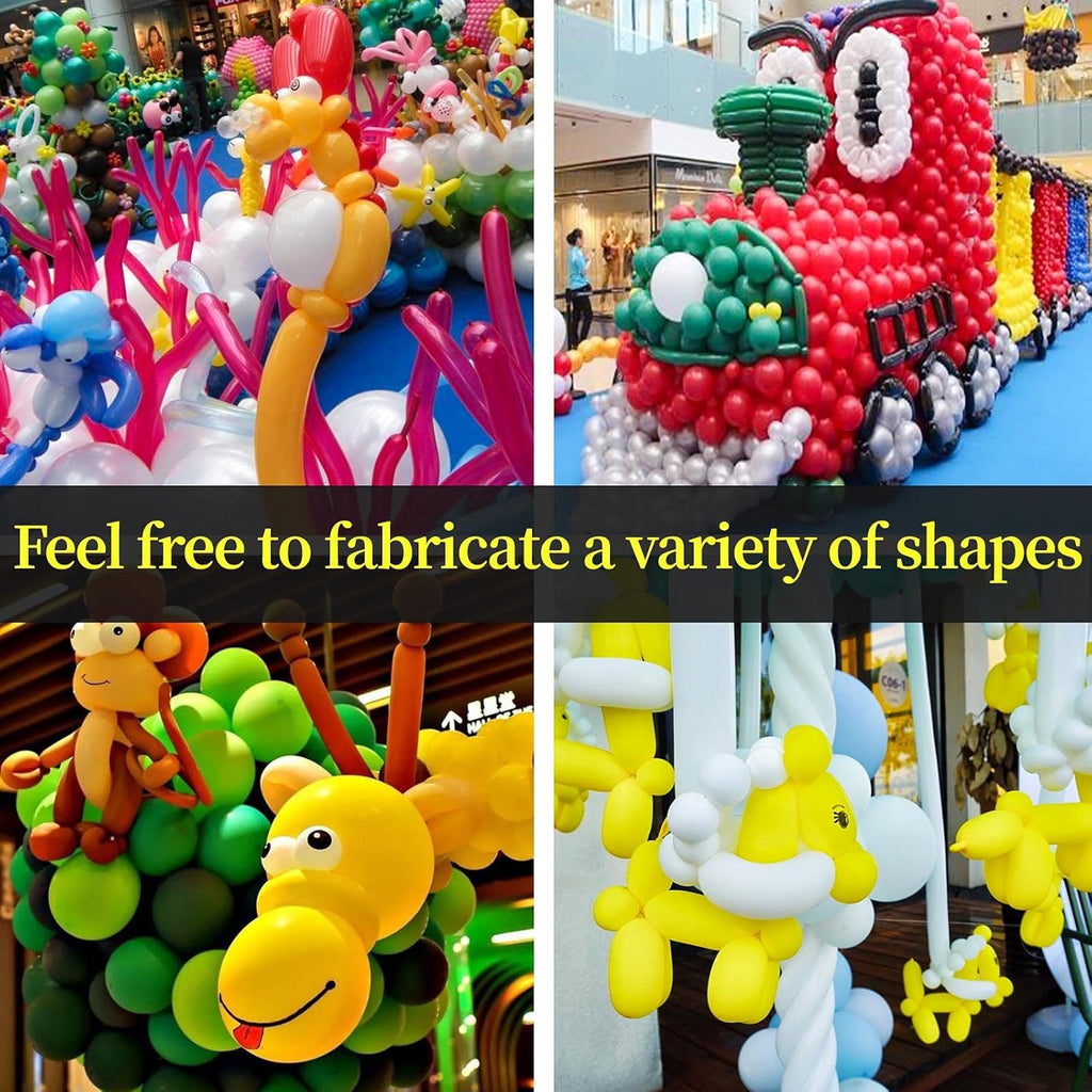 Skiennix 260 White Long Balloons - Thick Latex Twisting Balloons for Animal Modeling | 100 Pcs