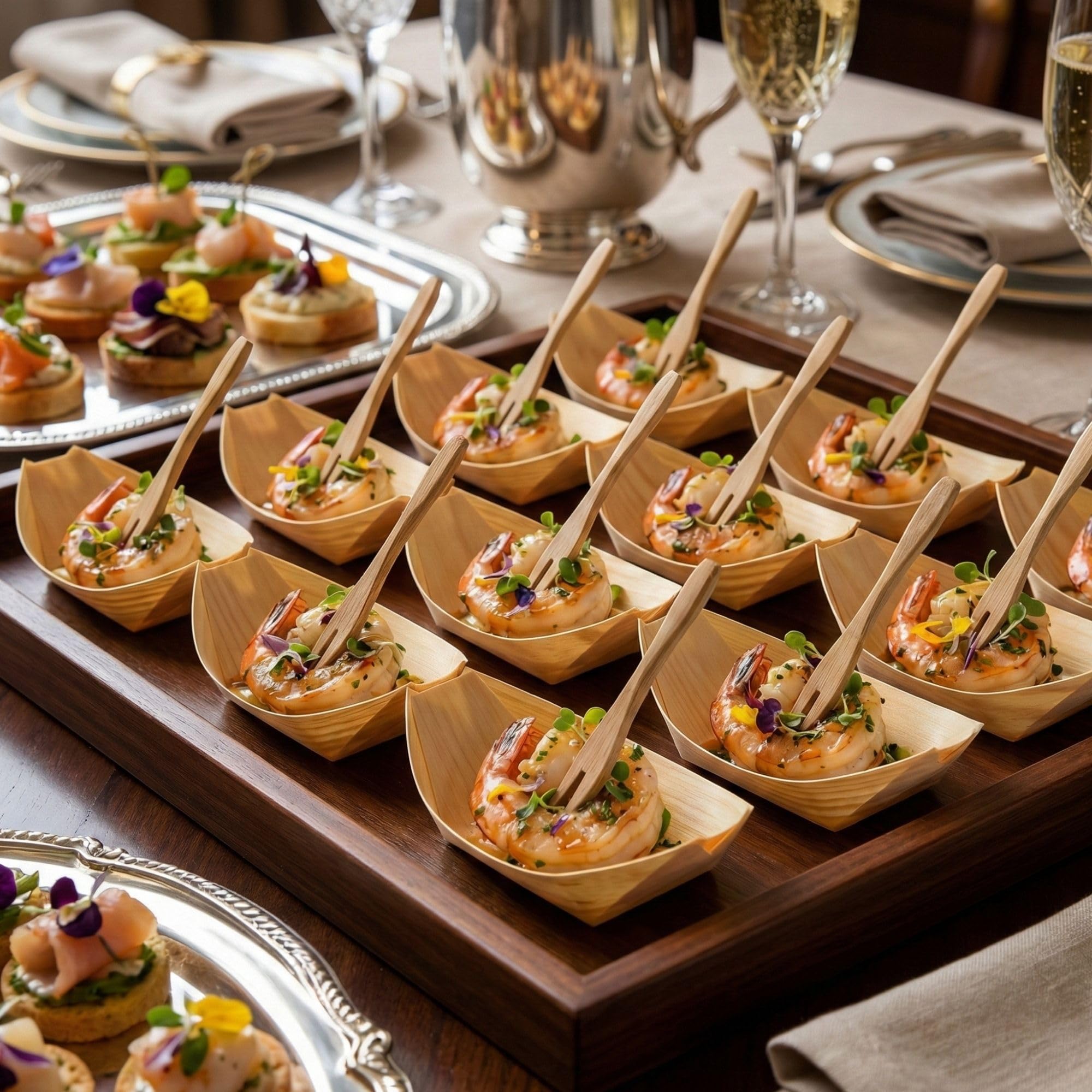 Restaurantware 3.5 Inch Mini Food Picks 100 Bamboo Forks - With Two Prongs Sustainable Mini Cocktail Forks Disposable For Fruits Appetizers Cocktails And Pastries