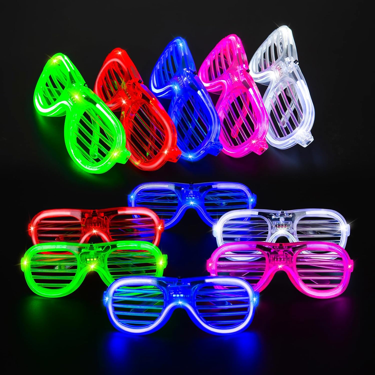 Skiennix LED Glasses - 25 Pack Neon Colors | Glow in the Dark Party Supplies for Kids & Adults