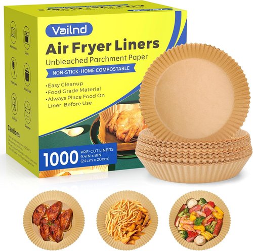 Air Fryer Paper Liners - 1000 Pcs Heavy-Duty Non-Stick Parchment for 5-8 Qt Air Fryers | 8" Round