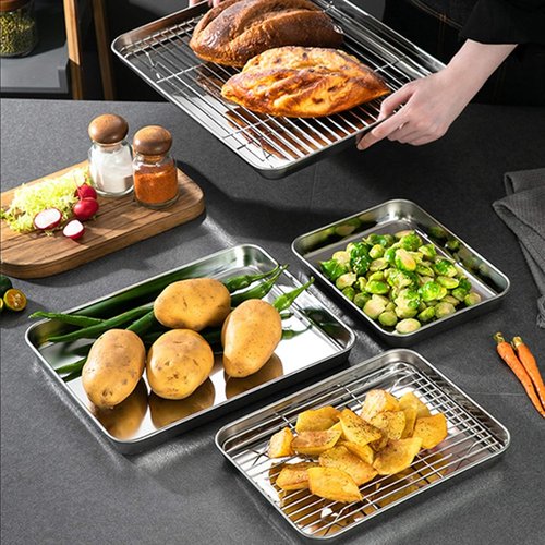 Bastwe Baking Sheet Set - 18-Inch Commercial Grade Stainless Steel Pans | Non-Toxic, Easy Clean & Rust-Free