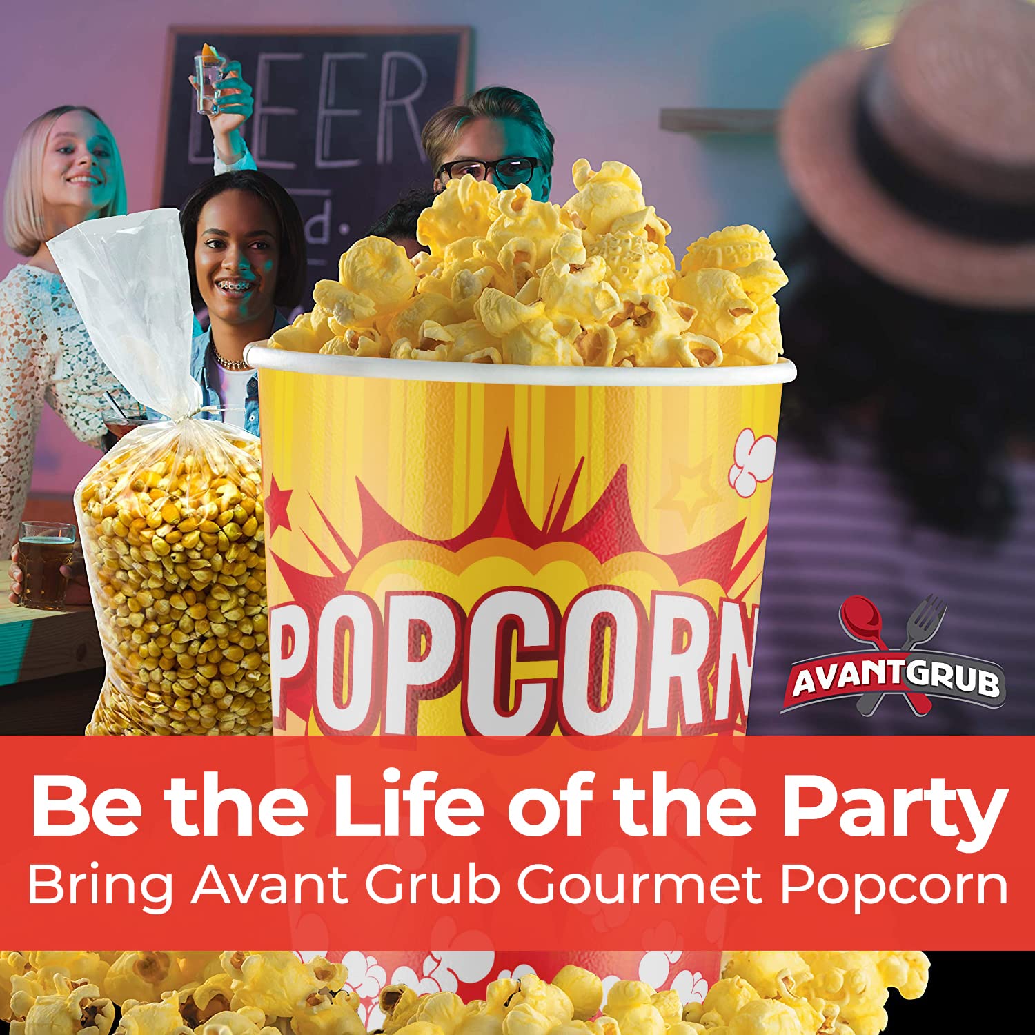 Leakproof, Super Durable 32oz Popcorn Cups 100 Pack. Grease-Proof Disposable Pop Corn Tubs With Cool Design Are the Ultimate Movie Theater Accessory. Large Containers Great for Any Party or Event