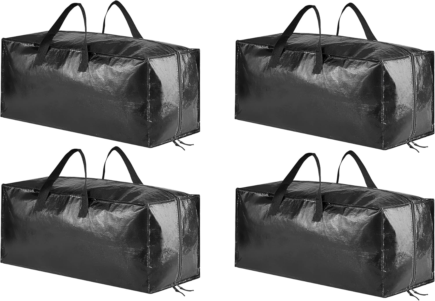 SpaceAid Heavy Duty Moving Bags - Extra Large Storage Totes with Backpack Straps & Strong Handles | Black (4 Pack)