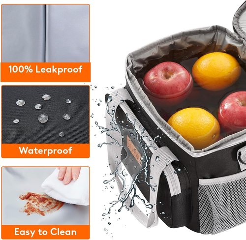 Lifewit Insulated Lunch Bag - Soft Cooler Tote for Adults | 12-Can Capacity, Gray & Black