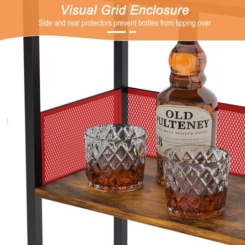 Eyteenokk Wine Rack Freestanding Floor:4 Tier Whiskey Wine Rack Mini Bar Cart,Liquor Cabinet-Home Bar for Bottles,Cocktail Shaker,Mugs-(23.6 * 11.8 * 40inch)