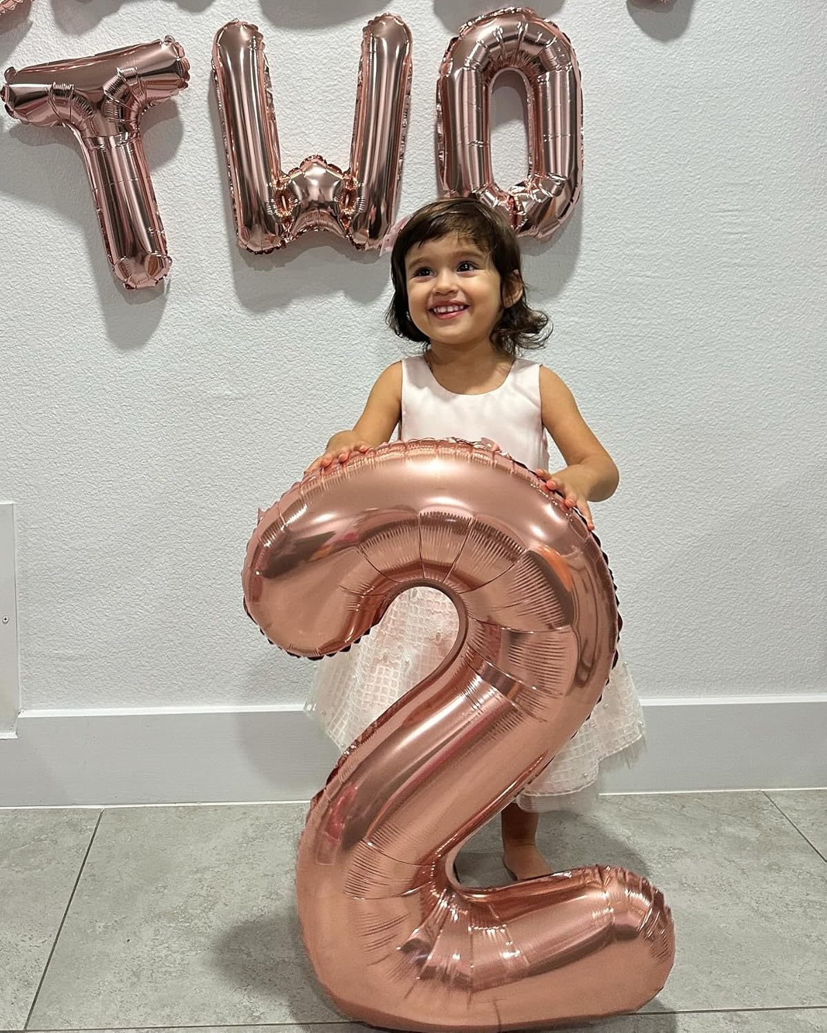 Rose Gold Number 4 Balloon - 40 Inch Large Birthday Decoration for Girls & Boys