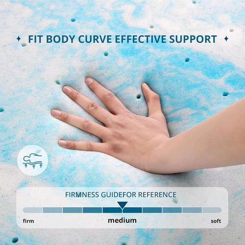 EGOHOME 2 Inch Twin Size Memory Foam Mattress Topper, Gel Infused Memory Foam Bed Topper, Cooling Mattress Pad, CertiPUR-US Certified, 75×38"