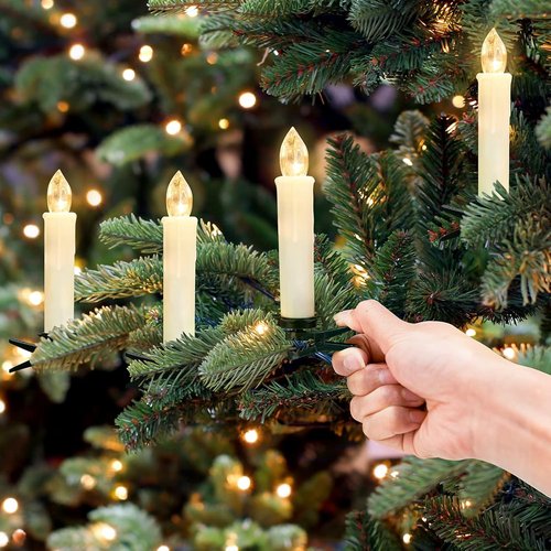 Daord Flameless LED Taper Candles - Battery Operated with Remote Timer | 30 PCS Ivory for Holiday Decor