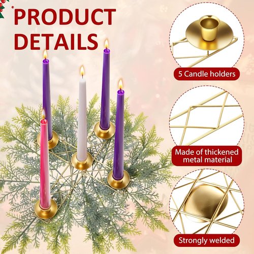 Jingmore Christmas Advent Candle Wreath Ring - Rustic Metal Holder for Pillar Candles | 2 Pcs Set