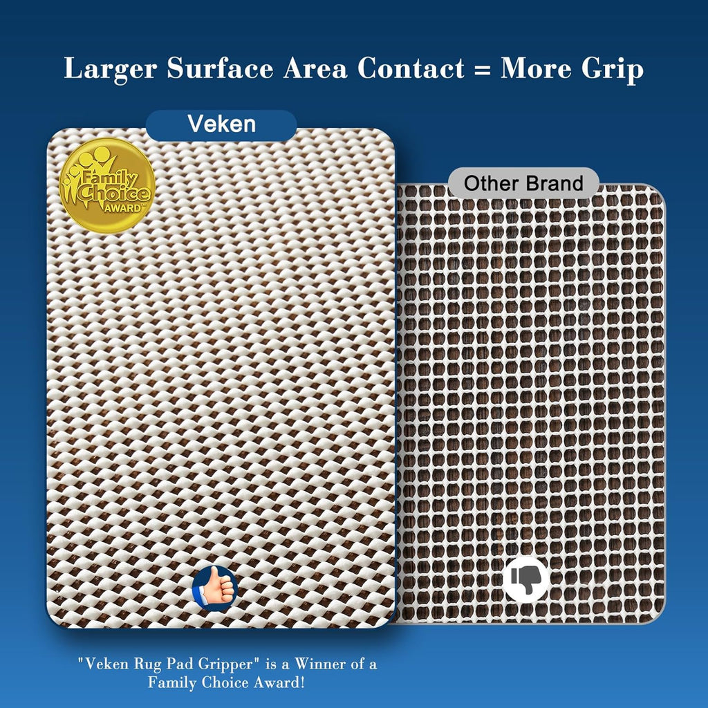 Veken Rug Pad Gripper - Non-Slip 9x12 Ft Mat for Hardwood & Tile Floors | Thick Anti-Skid Design