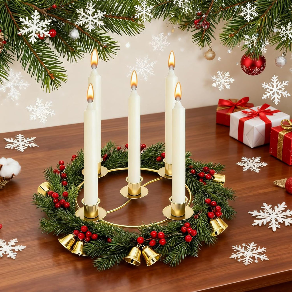 Regine Switzerland Gold Advent Wreath Candle Holder - 2 Pack Metal Table Decoration for Christmas