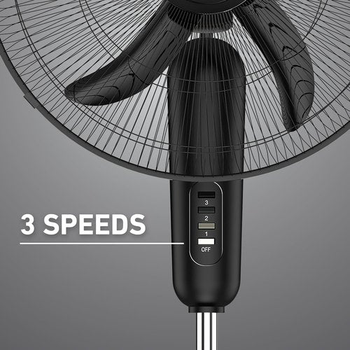 Holmes 18 Inch Oscillating Stand Fan - Powerful 3-Speed Airflow with Adjustable Height & 30° Tilt - Black