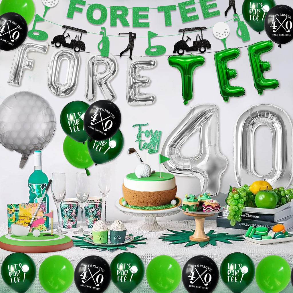 40th Birthday Decorations for Men, Golf Themed Happy 40th Birthday Party Decorations Balloons Numbers Banner Accessories Gifts for Men