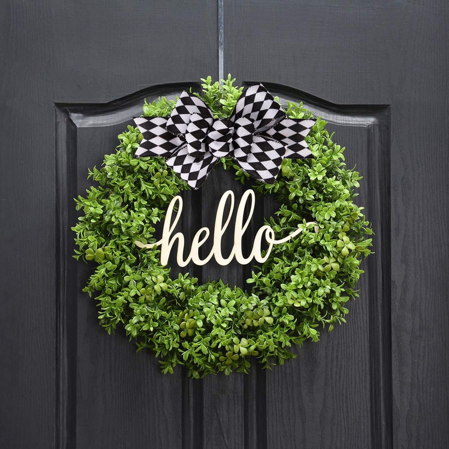 Meseey Christmas Burlap Bow Set - Handmade Black and White Check Ribbon for Wreaths & Crafts | 2 Pcs