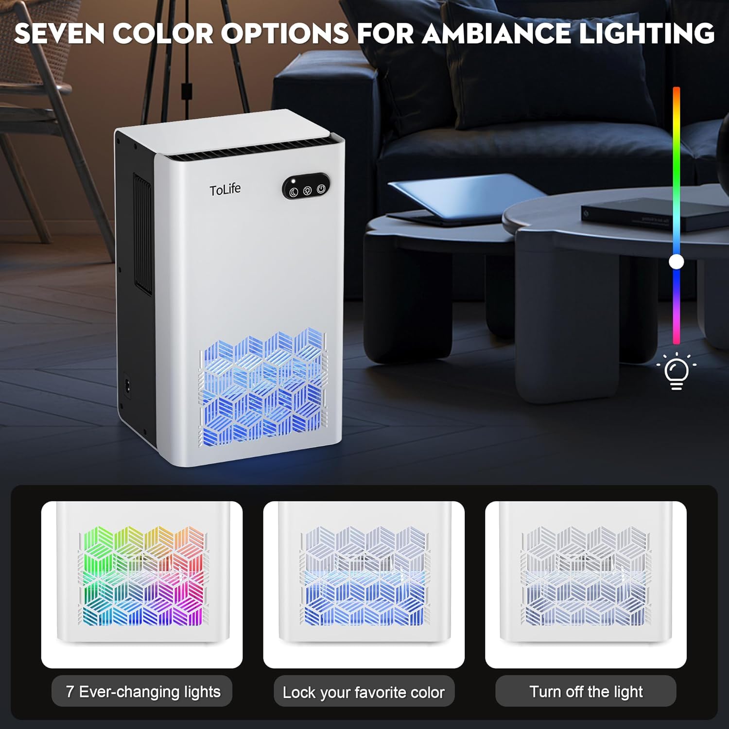 ToLife Dehumidifier - 1000 Sq.Ft. Home Dehumidifier with 95 OZ Tank & Auto Shut Off | LED Light Options