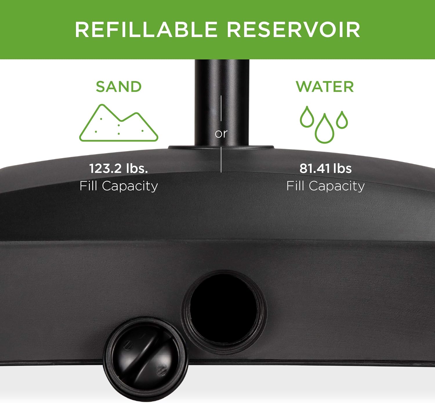 Best Choice Products Fillable Mobile Umbrella Base - Heavy Duty 123lb Capacity, Wind-Resistant Design, Black