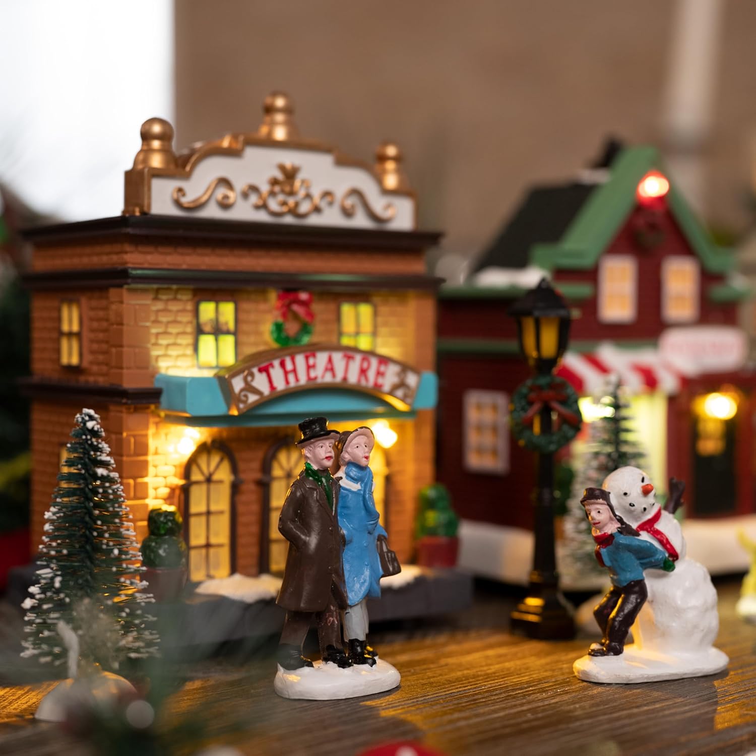 Valery Madelyn Pre-Lit Christmas Village Set - Battery Operated Holiday Figurine Collection (17 PCS)