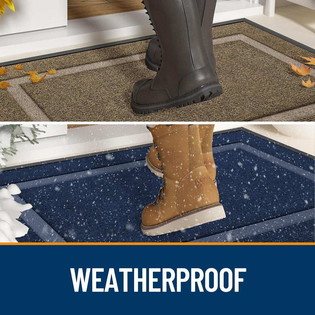 OLANLY Indoor Outdoor Front Door Mat - Waterproof All-Season Doormat, Sturdy Rubber, Easy Clean | 23.5x15.5, Beige