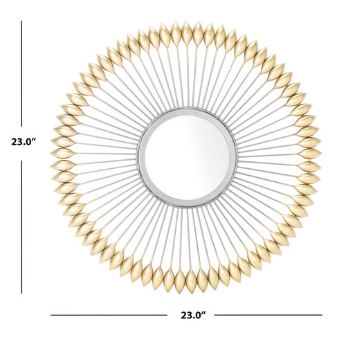SAFAVIEH Home Rulan Zinc and Gold Sunburst 23-inch Round Decorative Accent Mirror