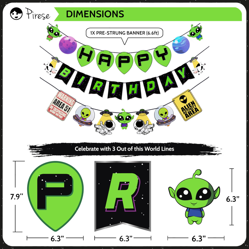 Pirese Alien Party Decorations, Alien Birthday Decorations, UFO Party Decorations | Space Birthday Decorations | Space Themed Party Decorations | Alien Birthday Banner | Alien Party Supplies | Area 51