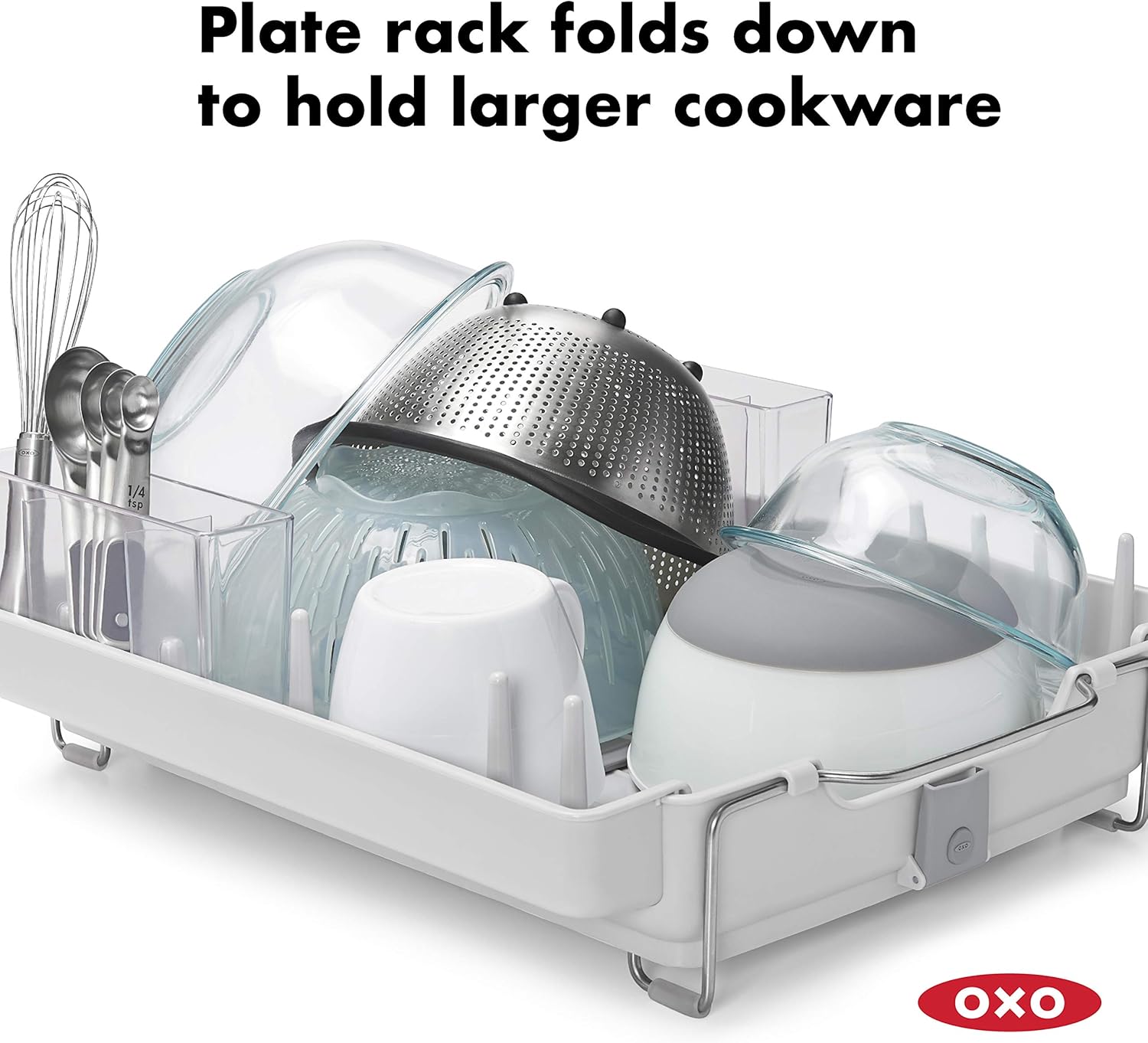 OXO Good Grips Foldaway Dish Rack - Space-Saving Design for Easy Drying | Durable and Stylish