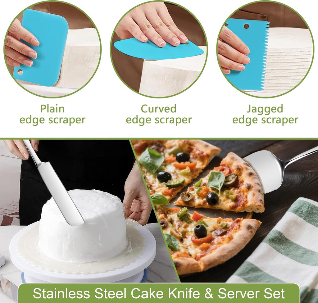 Skiennix 139PCS Springform Cake Pan Set - Non-Stick Cheesecake Pans (4/7/9/10-Inch) + Decorating Supplies