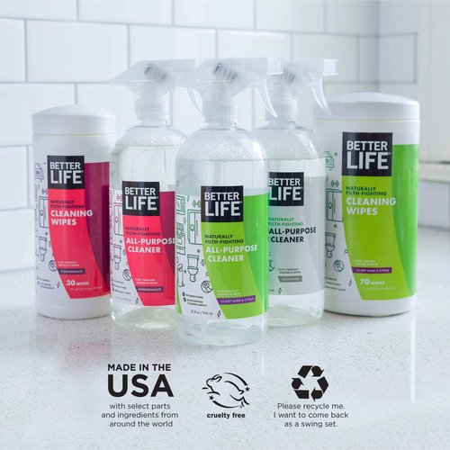 Better Life All Purpose Cleaner - Multipurpose Home and Kitchen Cleaning Spray for Glass, Countertops, Appliances, Upholstery- Multi-surface Spray Cleaner - Currant and Citrus, 32oz (Pack of 2)