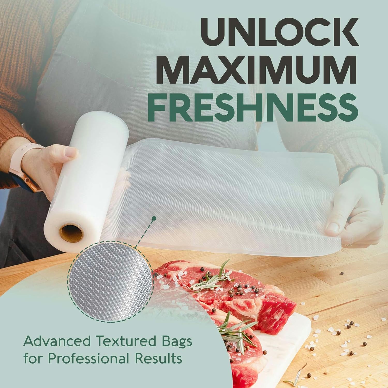 Avid Armor Vacuum Sealer Bags - Heavy Duty 8x25 Rolls | BPA-Free Food Storage & Sous Vide | 4 Pack