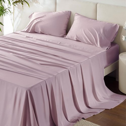 Bedsure Cooling Bed Sheets - Breathable Rayon from Bamboo | Soft & Silky Full Size, Lavender, Deep Pocket Up to 16 Inches